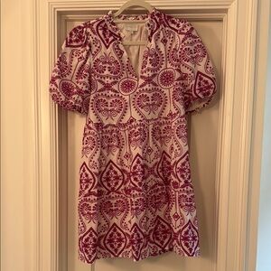 Sugarlips Pink and White Tiered Dress with puff sleeves in size xs